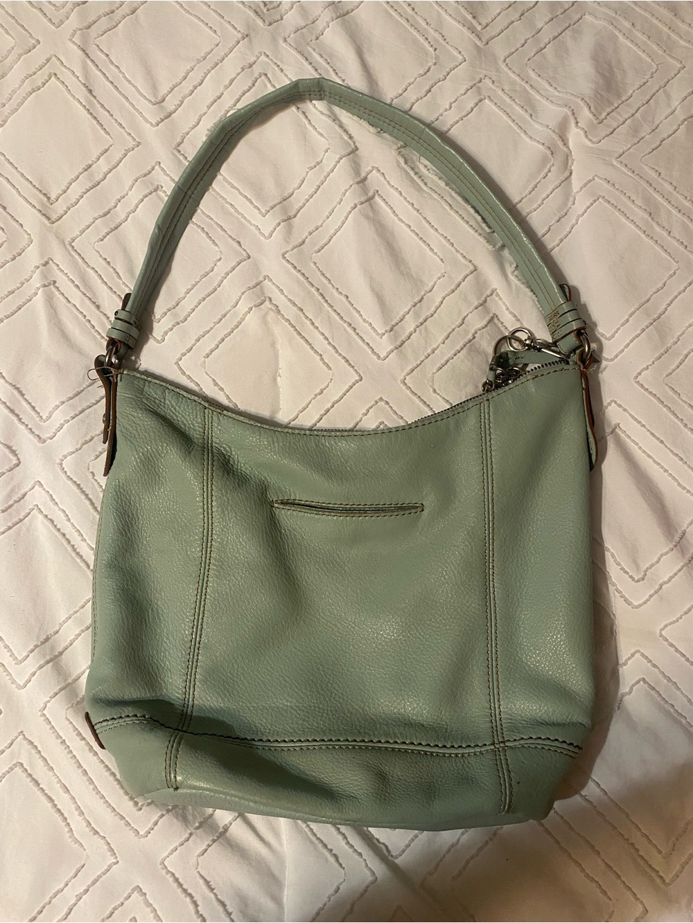 The Sak Mint Green Leather Shoulder Bag with Tassel Charm. - Picture 2 of 8